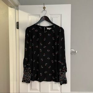 LOFT Black Floral Blouse